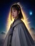17c动漫机甲科幻战斗番封面，巨型机甲在宇宙星空背景下展开激烈战斗，冷色调科幻风格