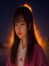 17c动漫都市异能恋爱番封面，男女主角在夜晚城市霓虹灯下对视，现代都市背景，甜蜜氛围